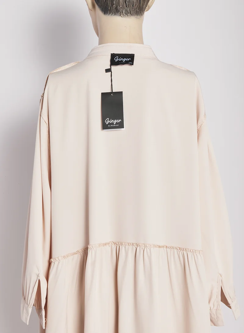 Ginger Plus Button Up A Line Tiered Dress