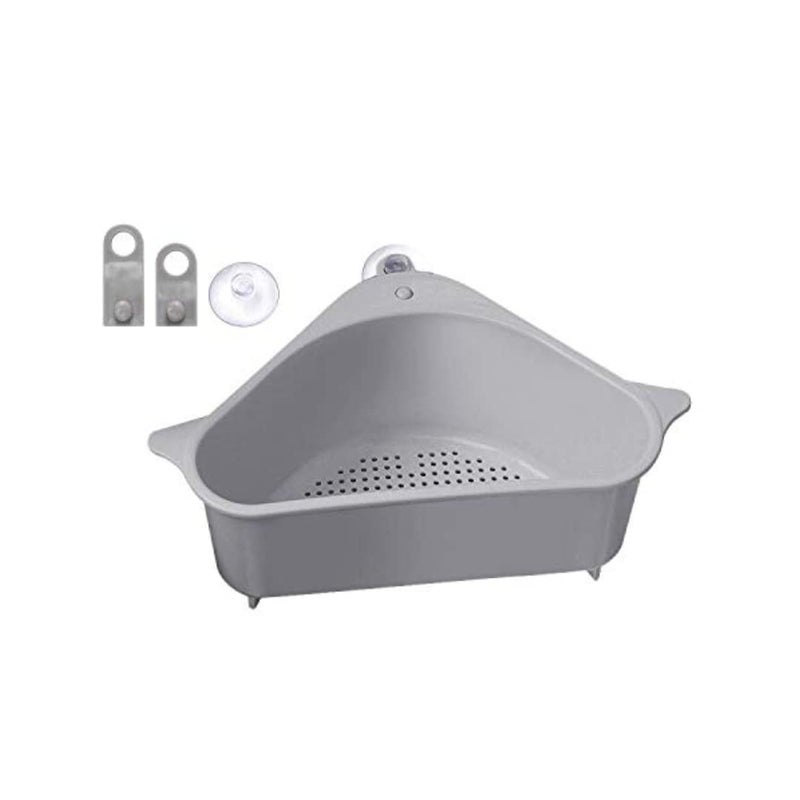 Suzec Plastic Triangle Shape Sink Storage Rack Drain Shelf Suction Cup Sink Soap Holder Kitchen Sucker Storage Drain Rack Corner Organizer Multifunctional Kitchen Drainer Storage Rack Multicolor - Image 1