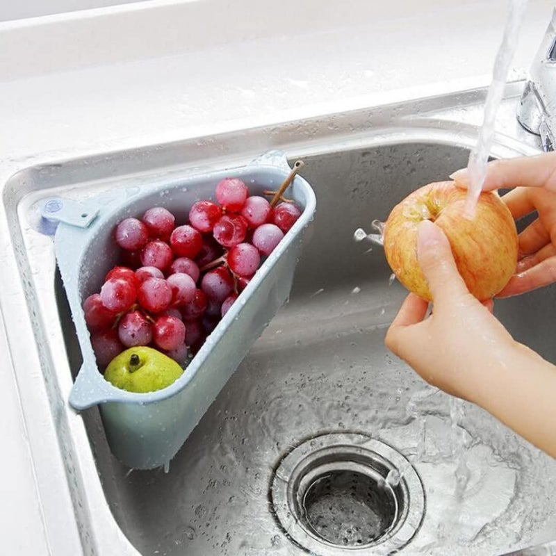 Suzec Plastic Triangle Shape Sink Storage Rack Drain Shelf Suction Cup Sink Soap Holder Kitchen Sucker Storage Drain Rack Corner Organizer Multifunctional Kitchen Drainer Storage Rack Multicolor - Image 4