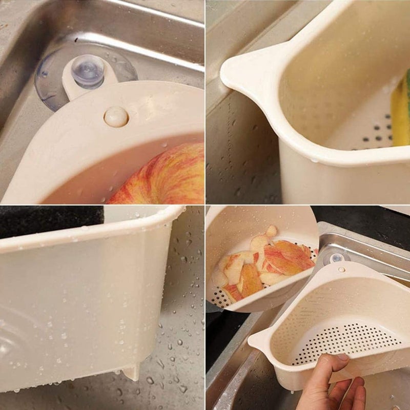 Suzec Plastic Triangle Shape Sink Storage Rack Drain Shelf Suction Cup Sink Soap Holder Kitchen Sucker Storage Drain Rack Corner Organizer Multifunctional Kitchen Drainer Storage Rack Multicolor - Image 2
