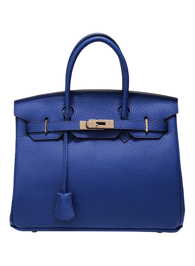 Classic Leather Hand Bag Navy Blue