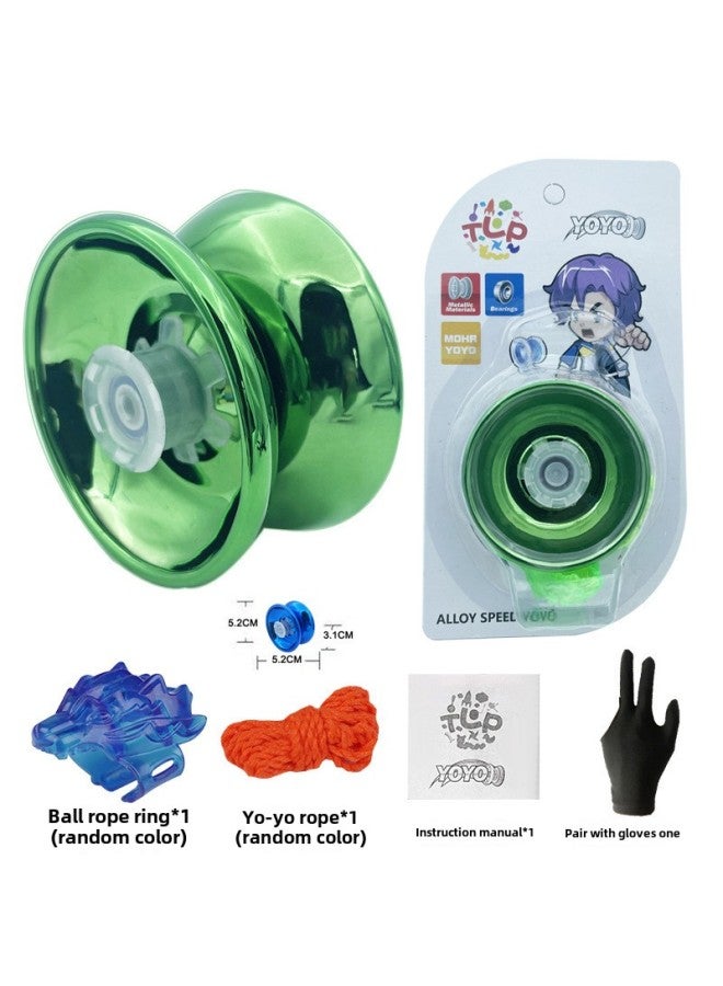 Cady Blue Magic Yo-yo Children Yo-yo Yoyo Genuine Uu Ball Automatic Swing Beginner Boy Toy-Color:Cady Green Wave Alloy Yo-yo + Gloves - Image 1