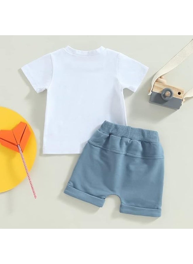 DOOKOO Boy Baby Clothes Dad's Little Dude Short Sleeve Shirts and Drawstring Shorts Toddler Summer Cute Outfit - Image 5