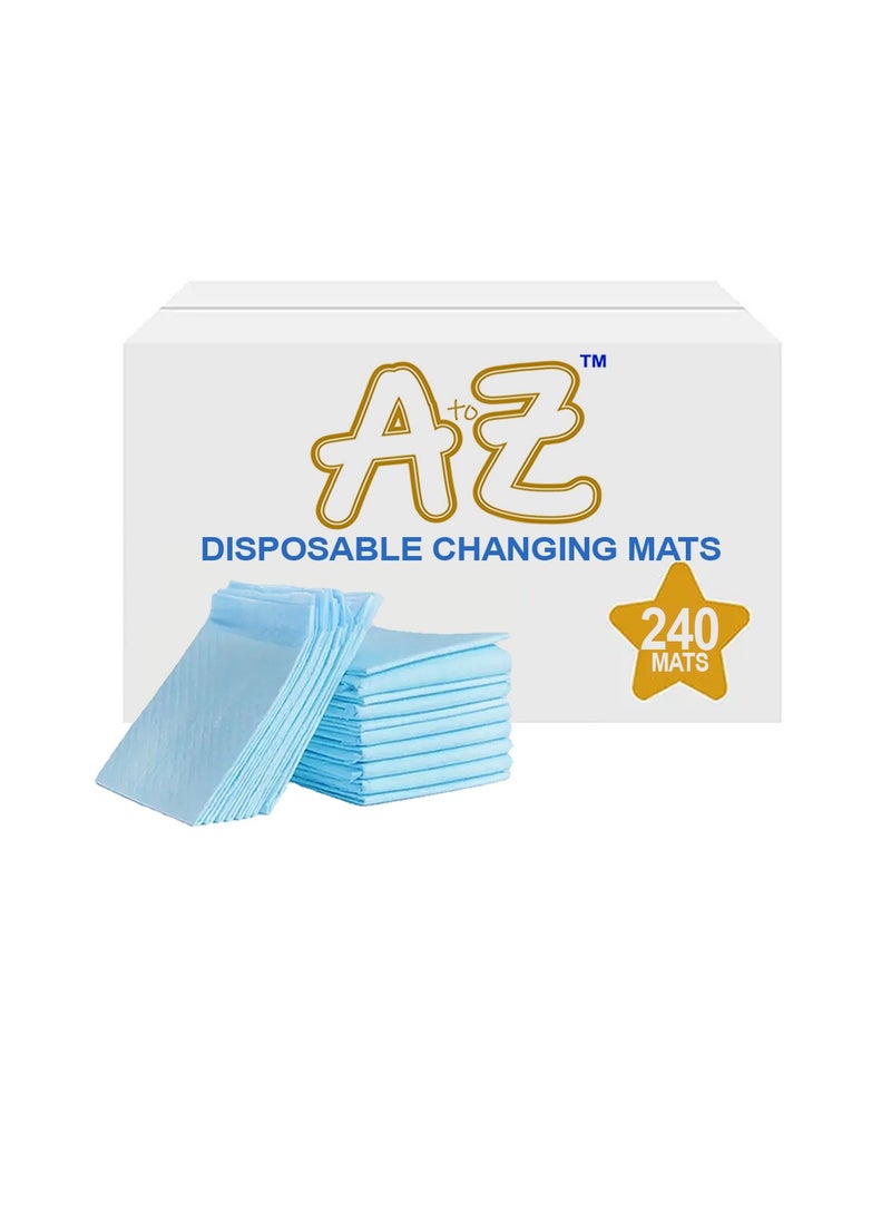 A TO Z A to Z - Disposable Changing Mat size (45cm x 60cm) Large- Premium Quality for Baby Soft Ultra Absorbent Waterproof - Pack of 240-Blue  - Image 1