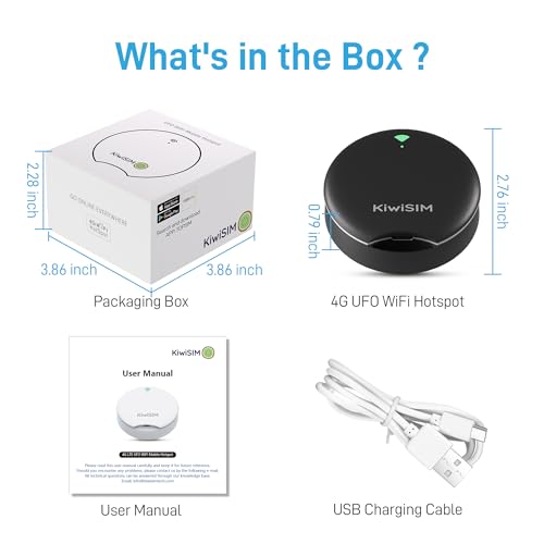 KiwiSIM UFO Mobile Hotspot with Data 10GB-30Days, Portable Pocket WiFi 6 & 4G LTE Hotspot l MiFi, Support AT&T, T-Mobile, Verizon, 10 Devices, USA Coverage, No SIM Card Required, No Contract, Black - Image 4