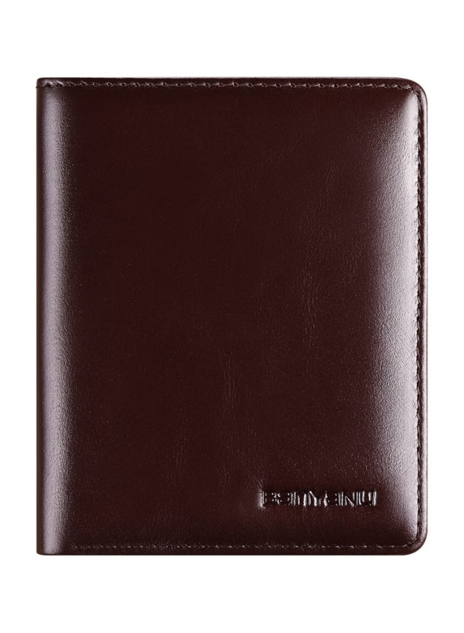 بانيانو محفظة رجالية من الجلد الطبيعي عمودية رفيعة للغاية من جلد البقر من الطبقة الأولى بتصميم بسيط وقصير باللون البني (طبقة أولى من الشمع الزيتي من جلد البقر) - Image 2