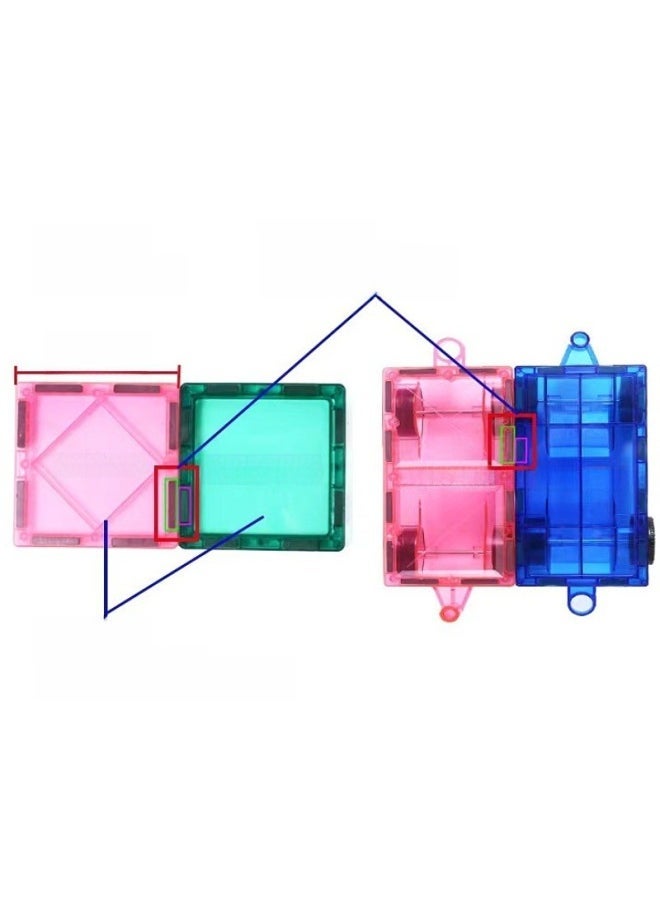 Color Window Magnetic Sheet Track Ball Slide Children's Pipe Toy Magnetic Block Patch Magnetic Sheet Color Window-Specifications:7.5cm Large Size High Quality Color Window -60 Piece Set  - Image 3