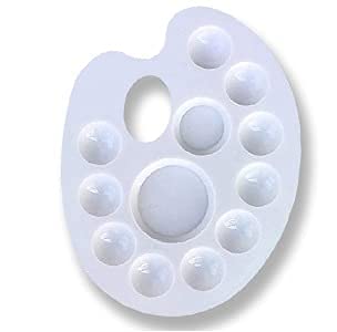 FIRST CLICK" Art 12 Wells 301 Kidney Shaped Plastic Palette + Set of Rounded Brushes + Flat Painting Brushes - Image 3