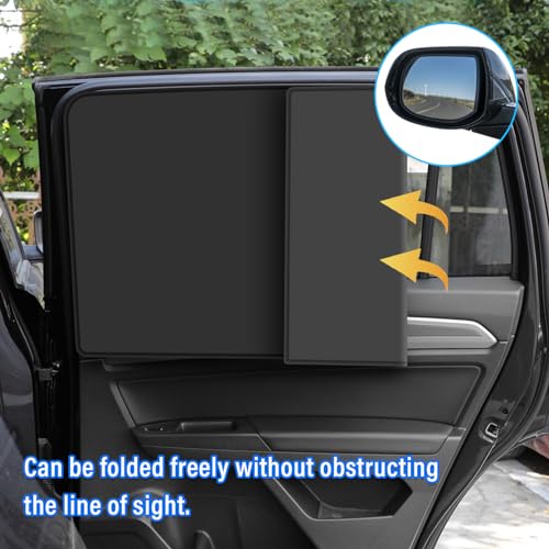Augeny 2PCS Car Side Window Sun Shades, Front and Rear Windshield Curtains with Magnetic, Back Seat Baby Window Shades with Magnetic Protection, Universal Car Accessories (Back) - Image 4