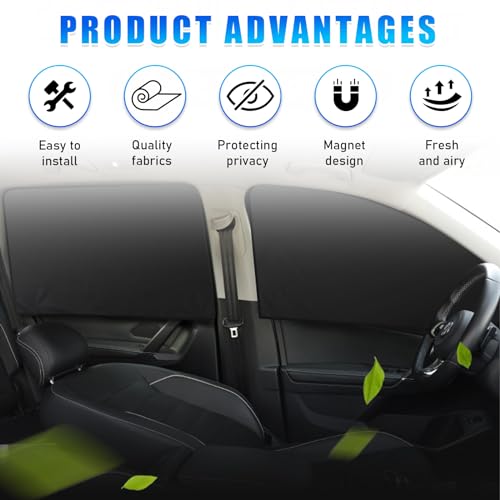 Augeny 2PCS Car Side Window Sun Shades, Front and Rear Windshield Curtains with Magnetic, Back Seat Baby Window Shades with Magnetic Protection, Universal Car Accessories (Back) - Image 5
