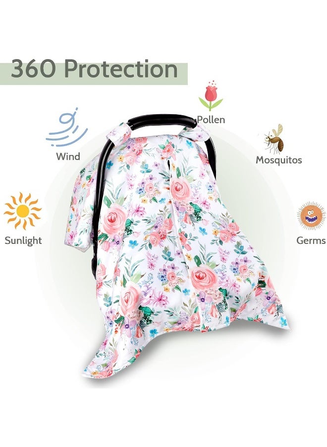 Jundetye Baby Car Seat Cover, Peekaboo Opening Car Seat Canopy for Baby Girls Boys, Mom Nursing Breastfeeding Covers, Minky Blanket for Infant - Image 3