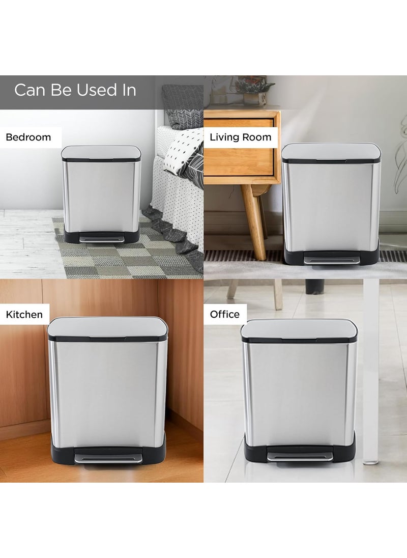 Kuber Industries Kuber Industries 20L Stainless Steel StepOn Pedal Dustbin with Inner Bucket Soft Close Trash Can Garbage Waste Bin with Lid for Home Kitchen Office Bathroom Washroom  - Image 5