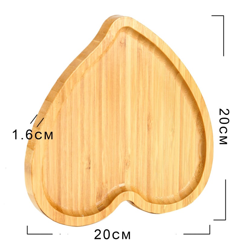 BinaryABC Heart Shaped Wood Serving Platters and Trays Side Dish Serving Trays Tabletop Serving Platters,Valentines Day Table Decorations Supplies (7.87inch) - Image 2