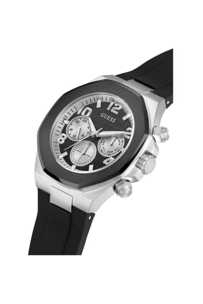 GUESS Men's 46mm Watch - Black Strap Black Dial Two-Tone Case - Image 2