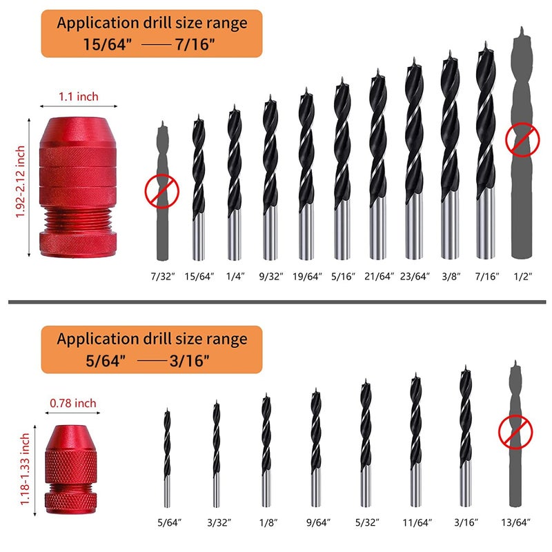 RUITOOL Drill Depth Stop for Drill Bits, Adjustable Drill Stop Applicable Drill Size Range 5/64"-3/16",15/64"-7/16", Aluminum Drill Bit Stop Collar Set for Woodworking Tools & Hand Tools, 2 Pcs - Image 3