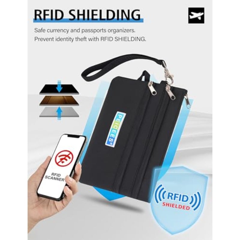 محفظة World Travel Essentials للعملات وجوازات السفر وبطاقات النقود وحامل التذاكر RFID - Image 2