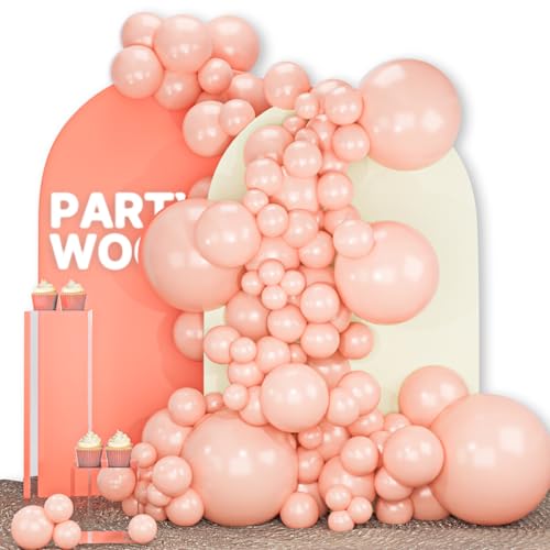 PartyWoo Baby Pink Balloons 140pcs Different Sizes of 18 12 10 5 Inch Pastel Light Pale Pink Peach Balloon Arch Kit Garland for Wedding Baby Shower Engagement Girl Birthday Party Decorations PinkQ21 - Image 1