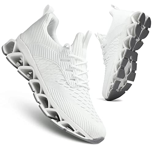 Kvovzo Mens Slip on Walking Running Shoes Blade Tennis Casual Fashion Sneakers Comfort Non Slip Work Sport Athletic Trainer White - Image 1