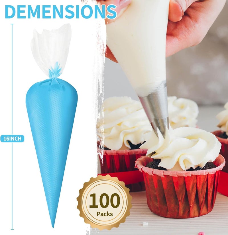 Azzuro Piping Bags Disposable 16 Inch, 100PCS Extra Thick Pastry Icing Piping Bags for Cake & Cookie, Non-Slip Anti-Burst Cake Frosting Decorating Bags Easy to Squeeze - Image 4