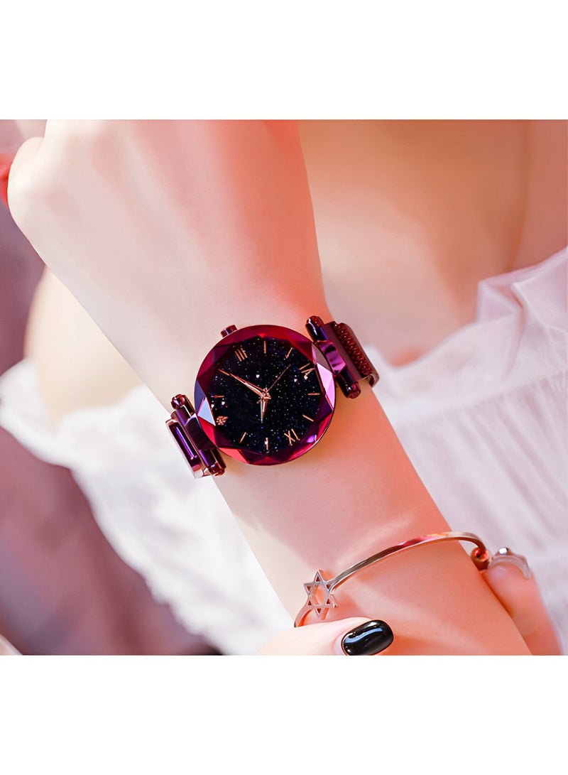 ريوكل ساعة كوارتز نسائية بحزام من الفولاذ المقاوم للصدأ ومينا دائرية من الماس وتاريخ وساعة يد أنيقة مقاومة للماء يوميًا كهدية للسيدات - Image 2