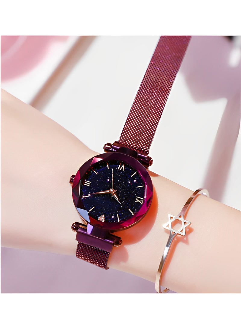 ريوكل ساعة كوارتز نسائية بحزام من الفولاذ المقاوم للصدأ ومينا دائرية من الماس وتاريخ وساعة يد أنيقة مقاومة للماء يوميًا كهدية للسيدات - Image 4