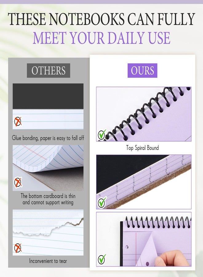 MotiMind 3 Packs 8.5" x 11" Top Spiral Notebook with 3 Hole Punched Legal Pads College Ruled Notepad 50 Sheets Hard Cardboard Paper Wirebound Notepad for Office School Business (Purple) - Image 5