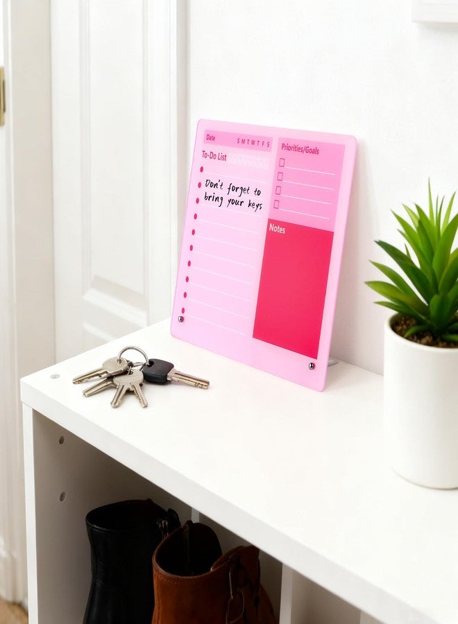 ARPOVIST Pink Acrylic Dry Erase Board 12x10 inch, Thickened Desktop to Do List Planner Board with Stand and Markers, Frameless Tabletop Pink Dry Erase White Board Daily Task Organizer for Office Home School - Image 4