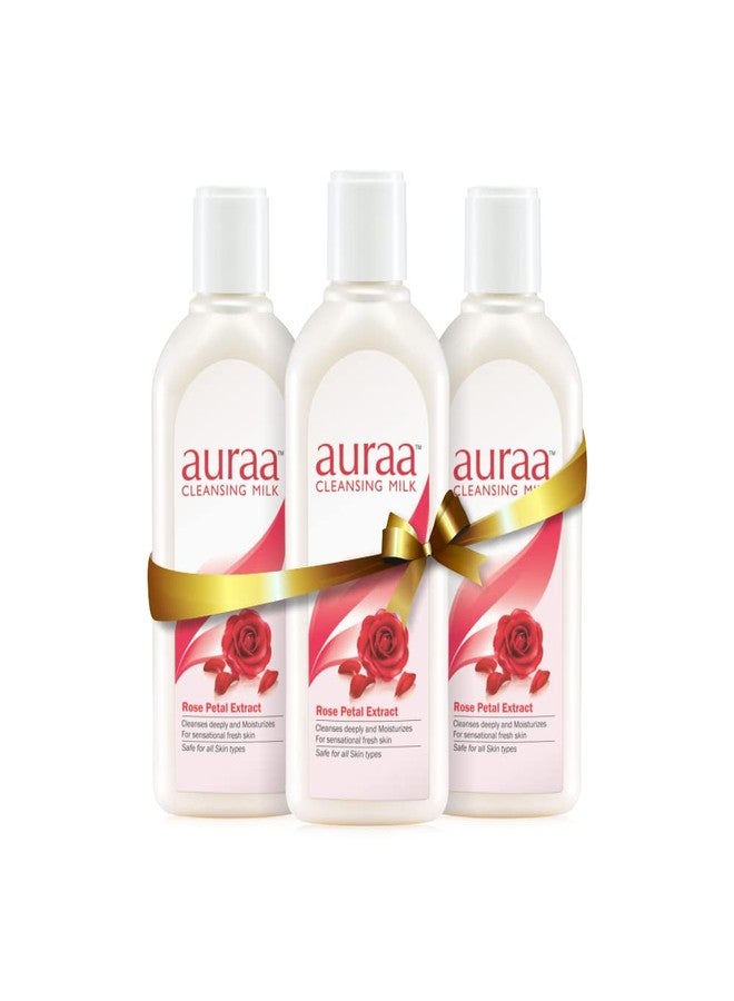 Auraa Deep Cleansing Rose Petal Extract Cleansing Milk, 200ml each (Pack of 3) - Image 1