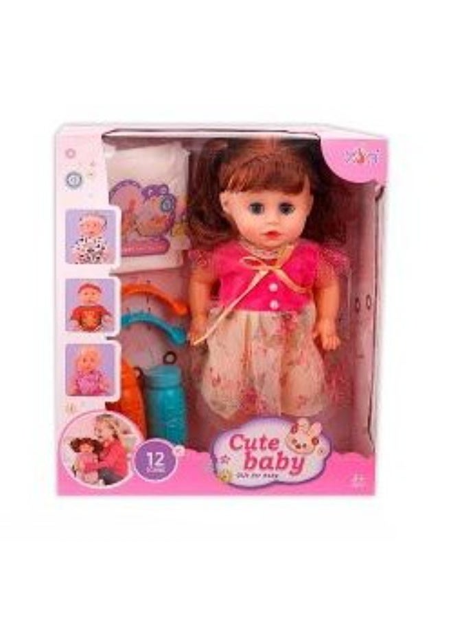 حديقة الألعاب لعبة دمية بيبي تعمل بالبطارية مع ملحقاتها | مجموعة لعب تفاعلية للشرب والتبول للأطفال | مؤثرات صوتية واقعية | لعبة لعب الأدوار المبكرة، هدية مُغذية للأولاد والبنات