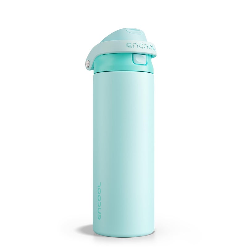 ENCOOL Leakproof Insulated Water Bottle with Straw Dual-Sip Water Bottle Bag-Safe Design for Work, Commute & Gym â€“ Keeps Drinks Cold All Day, 24 oz, Ice Blue - Image 1