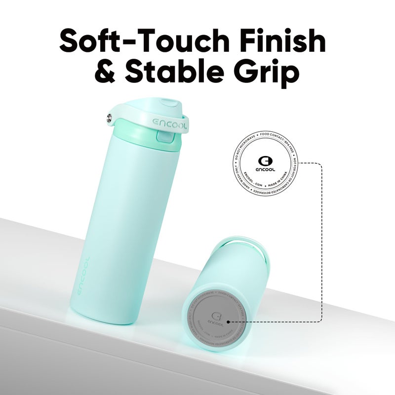 ENCOOL Leakproof Insulated Water Bottle with Straw Dual-Sip Water Bottle Bag-Safe Design for Work, Commute & Gym â€“ Keeps Drinks Cold All Day, 24 oz, Ice Blue - Image 5