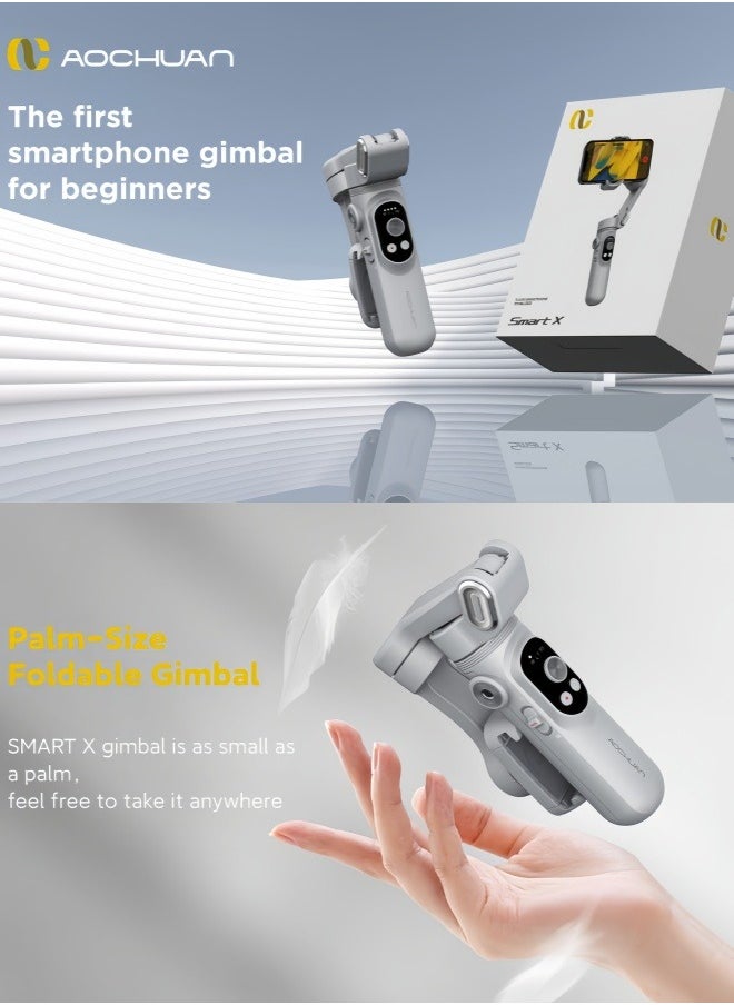 AOCHUAN Smart X 3-Axis Foldable Handheld Gimbal Stabilizer with Fill Light  For Smart Phone Action Camera  - Image 3
