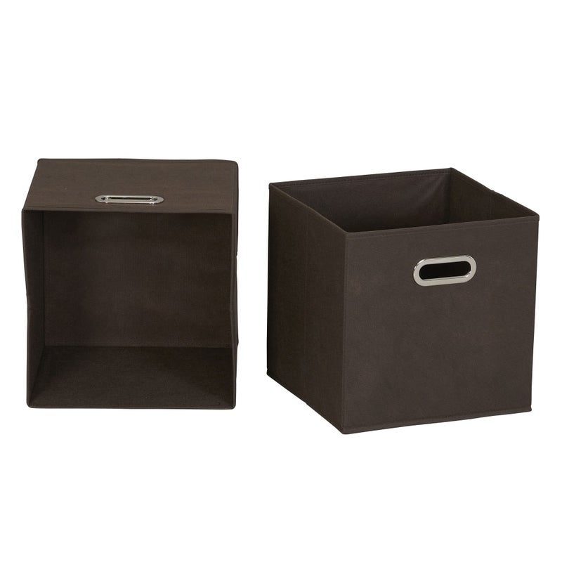 Household Essentials Foldable Fabric Storage Cubes 6-Pack â€“ 11x11x11 Stackable Non-Woven Bins with Chipboard Sides & Grommet Handles â€“ Closet, Shelf, Nursery, or Office Organizer â€“ Chocolate Brown - Image 4