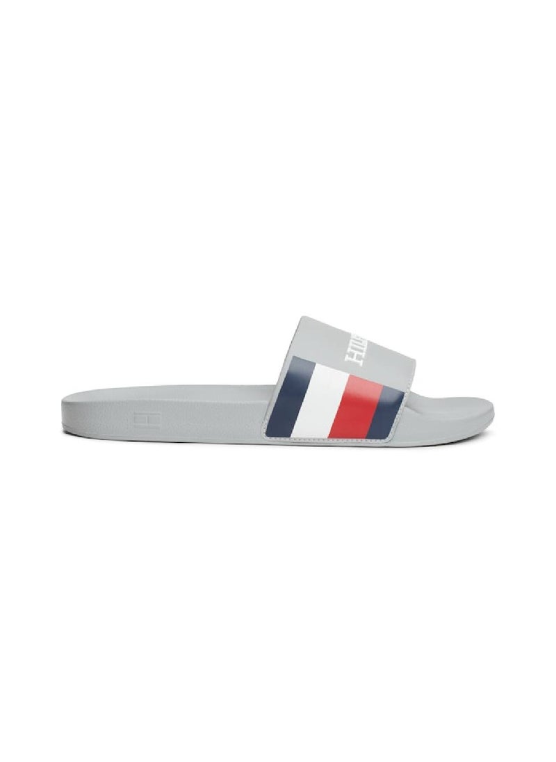 TOMMY HILFIGER - Men's Pool Slides - Polyester, Grey - Image 1