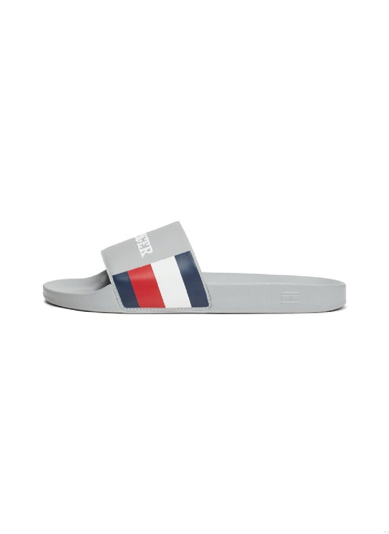 TOMMY HILFIGER - Men's Pool Slides - Polyester, Grey - Image 1