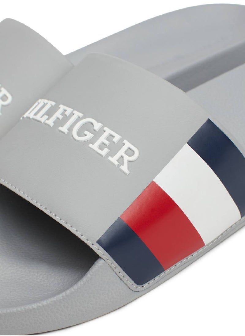 TOMMY HILFIGER - Men's Pool Slides - Polyester, Grey - Image 1