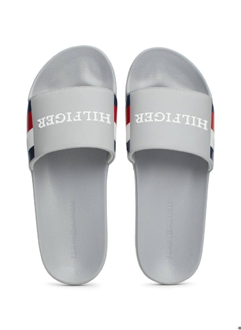 TOMMY HILFIGER - Men's Pool Slides - Polyester, Grey - Image 1
