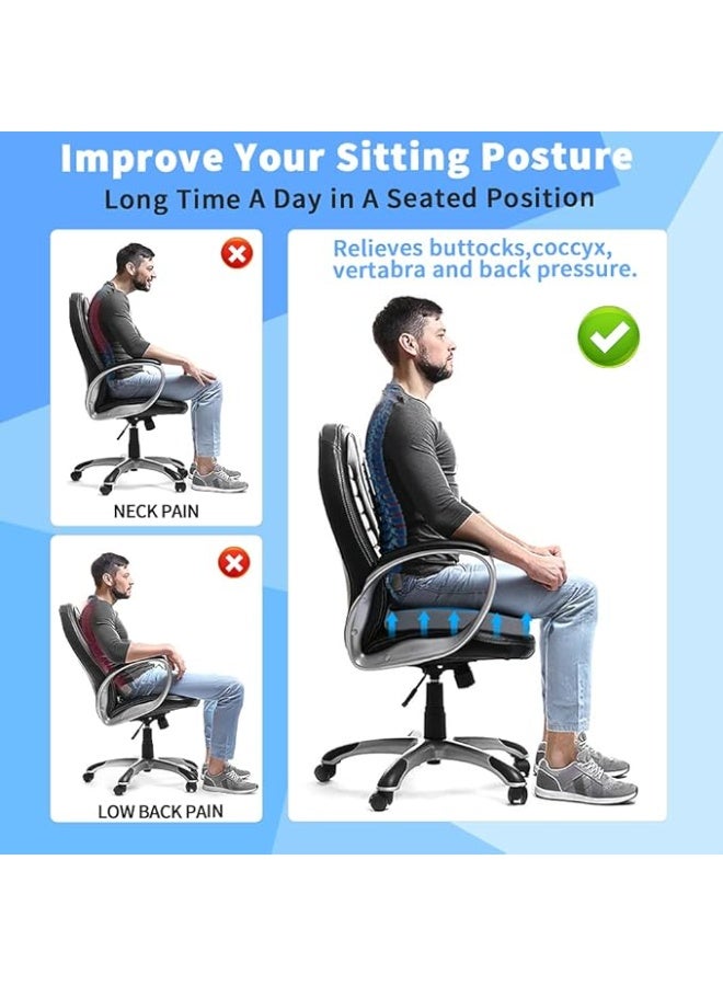 وسادة مقعد كبيرة من الإسفنج الذكي - دعم طبي للعصعص وعرق النسا وتخفيف آلام الظهر - مخدة لمقعد المكتب والسيارة للجلوس الطويل - Image 3