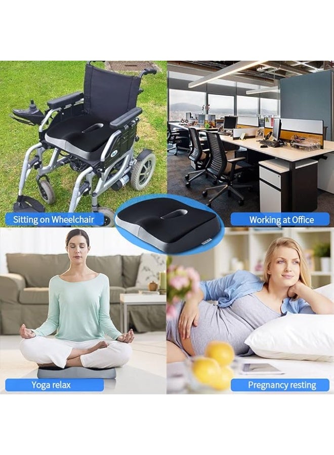 وسادة مقعد كبيرة من الإسفنج الذكي - دعم طبي للعصعص وعرق النسا وتخفيف آلام الظهر - مخدة لمقعد المكتب والسيارة للجلوس الطويل - Image 2