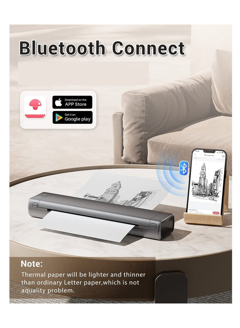Portable Bluetooth Wireless M80F-A4 Thermal Mobile-Printer, Compact Inkless Printer for Travel, Support Phone  Laptop, Small Printers for Home Use Vehicles Office School Stencils (8.26x 11.69) - Image 3
