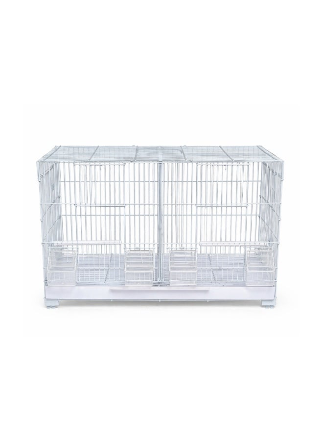 دايانغ قفص تزاوج طيور احترافي قابل للتراص من دايانغ 503W - مقاس 59×26×39 سم، قاطع مزدوج (بلاستيك وشبك)، 4 مآكل، مجثمين ومنافذ لصناديق التعشيش - أبيض - Image 2
