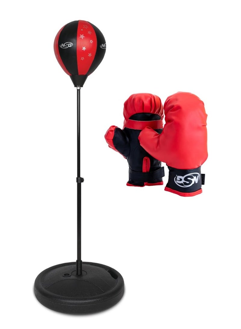 مجموعة كيس ملاكمة وقفازات للأطفال من إن أي جي - كرة ملاكمة قائمة بذاتها بارتفاع قابل للتعديل وقفازات ملاكمة للصغار مع مضخة يدوية، مناسبة للأعمار من 3 سنوات فأكثر - Image 2