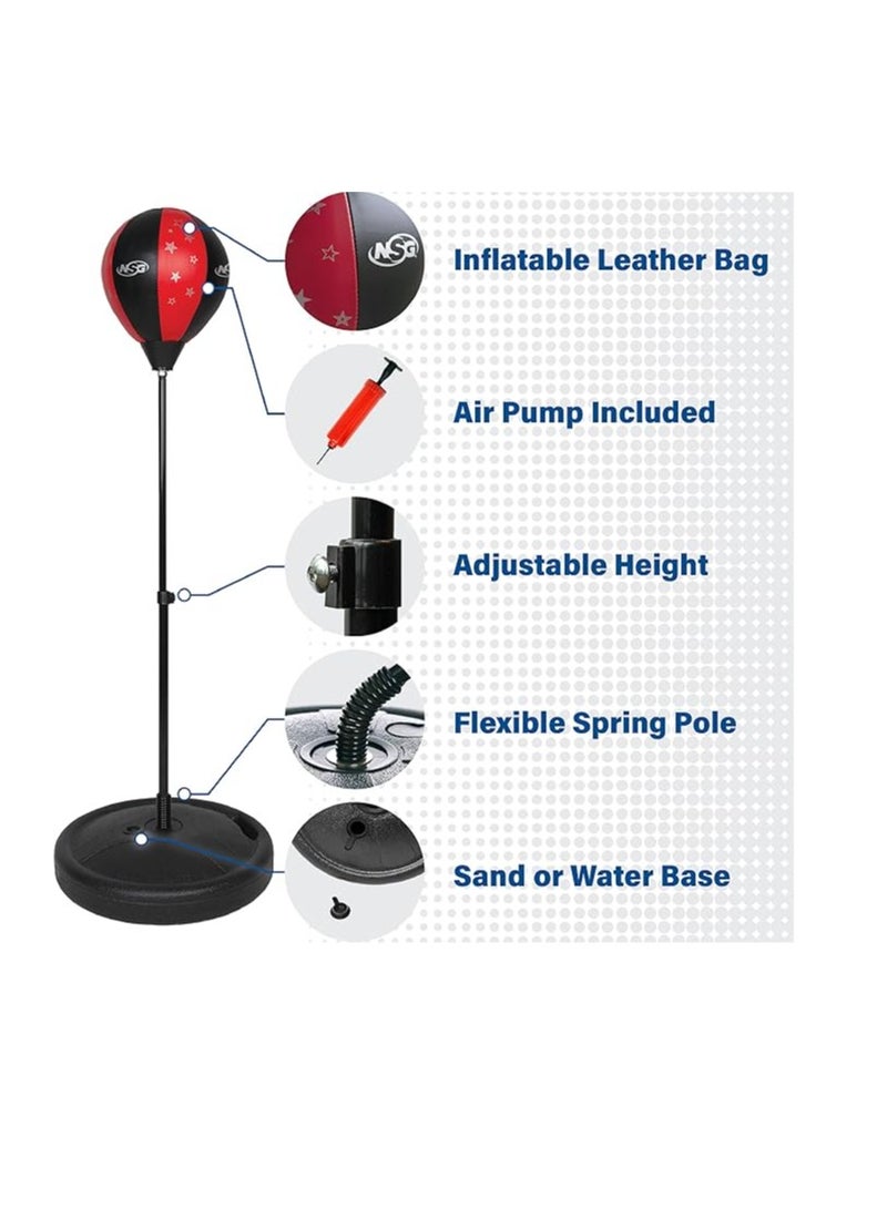 مجموعة كيس ملاكمة وقفازات للأطفال من إن أي جي - كرة ملاكمة قائمة بذاتها بارتفاع قابل للتعديل وقفازات ملاكمة للصغار مع مضخة يدوية، مناسبة للأعمار من 3 سنوات فأكثر - Image 3