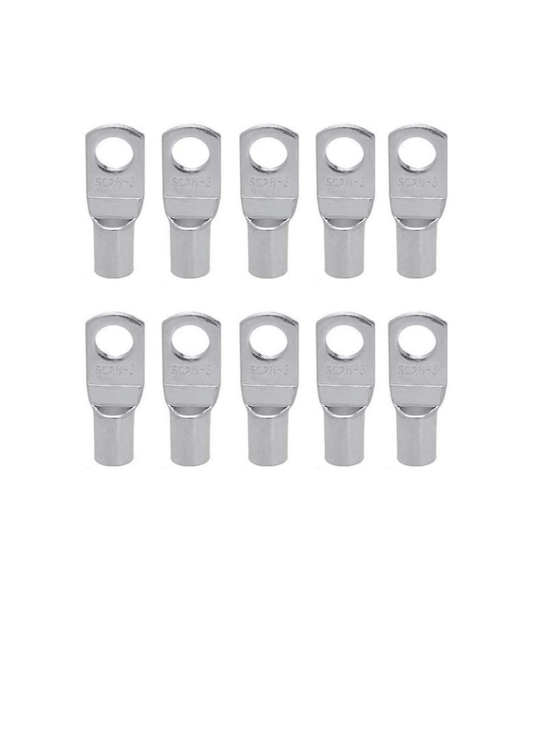 Copper Cable Lugs 10Pcs Set-Wire Terminals, Connector Cable lugs Ring Battery SC Terminals, for Marine, Solar, Automotive, Electric, Home Applications etc (Hole Size 6mm, Cable Size 25mm) - Image 1