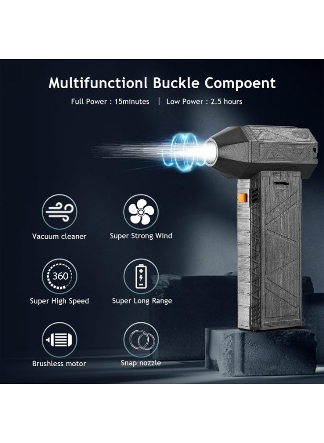 فلاي رود منفاخ هواء صغير، منفاخ هواء نفاثة صغير محمول بسرعة 130000 دورة في الدقيقة، مروحة نفاثة فائقة السرعة بسرعات قابلة للتعديل وقابلة لإعادة الشحن، مجفف هواء سيارة لاسلكي مع بطارية كبيرة، وشحن سريع من النوع C - Image 4