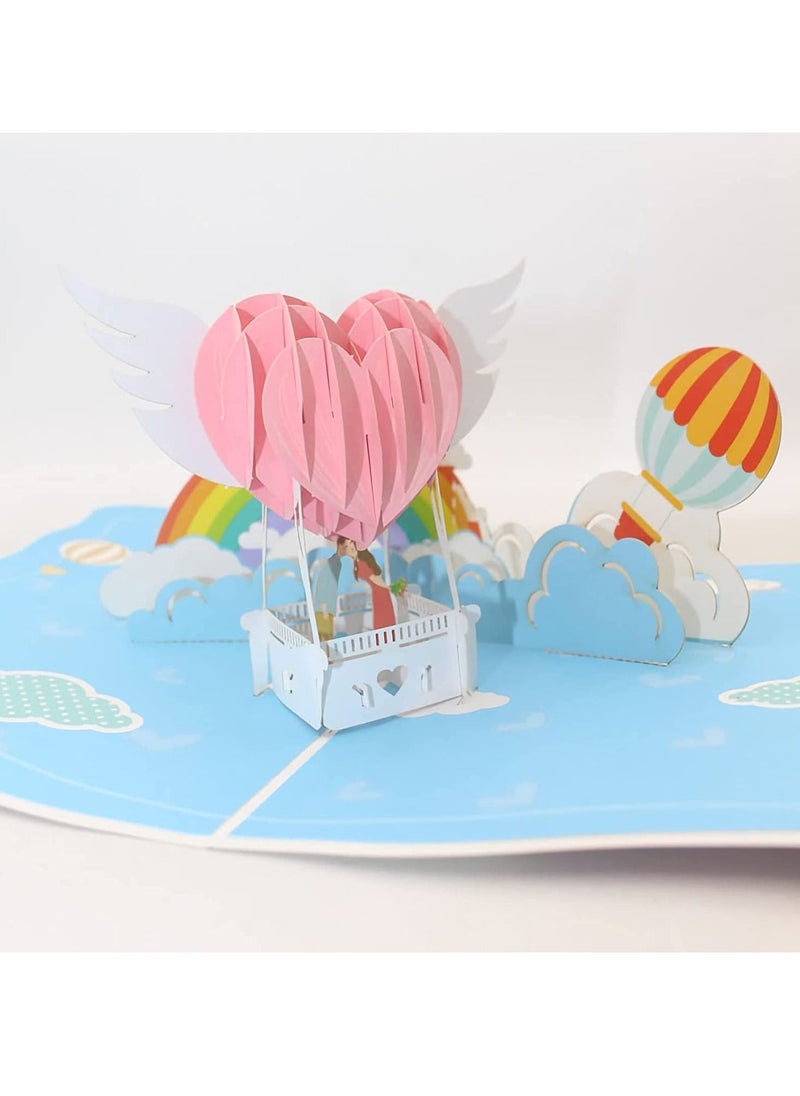 KASTWAVE - 3D Hot Air Balloon Pop Up Card for Anniversary Wedding Day Valentines Engagement, Romantic Gift for Your Lover, Couple, Husband, Wife, Girlfriend, Boyfriend, Women, Men All Occasion - Image 1