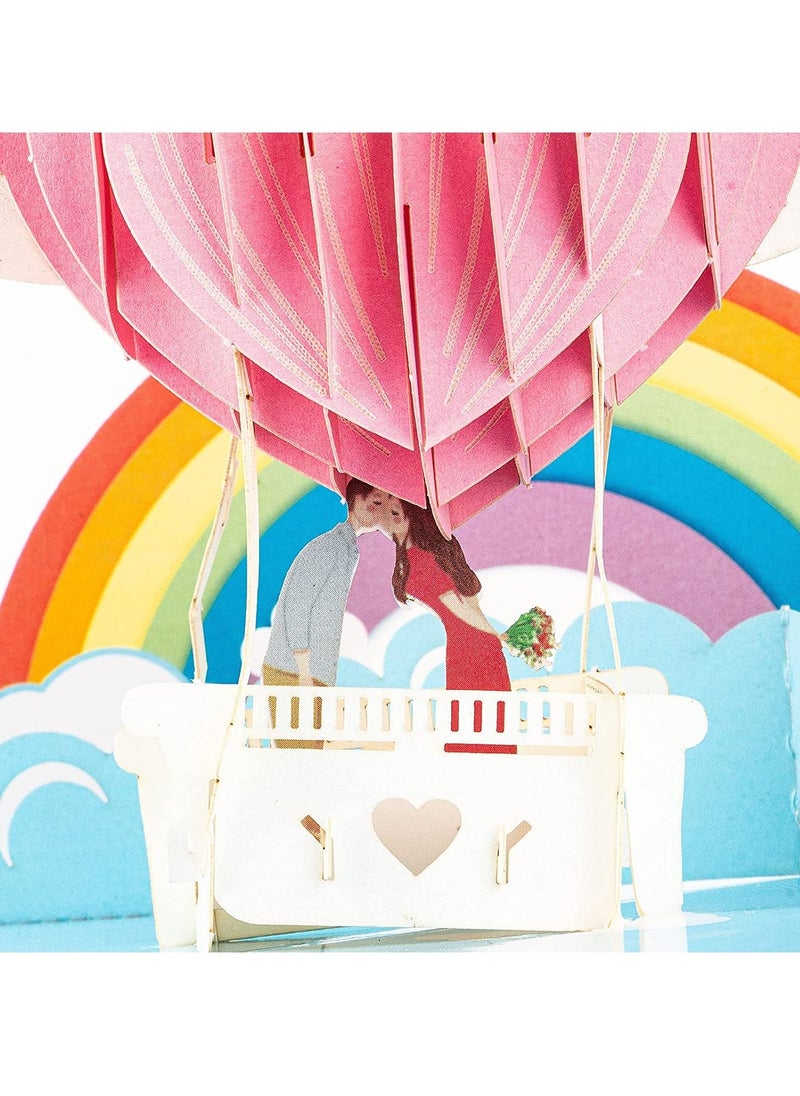 KASTWAVE - 3D Hot Air Balloon Pop Up Card for Anniversary Wedding Day Valentines Engagement, Romantic Gift for Your Lover, Couple, Husband, Wife, Girlfriend, Boyfriend, Women, Men All Occasion - Image 1
