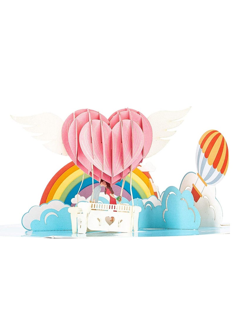 KASTWAVE - 3D Hot Air Balloon Pop Up Card for Anniversary Wedding Day Valentines Engagement, Romantic Gift for Your Lover, Couple, Husband, Wife, Girlfriend, Boyfriend, Women, Men All Occasion - Image 1