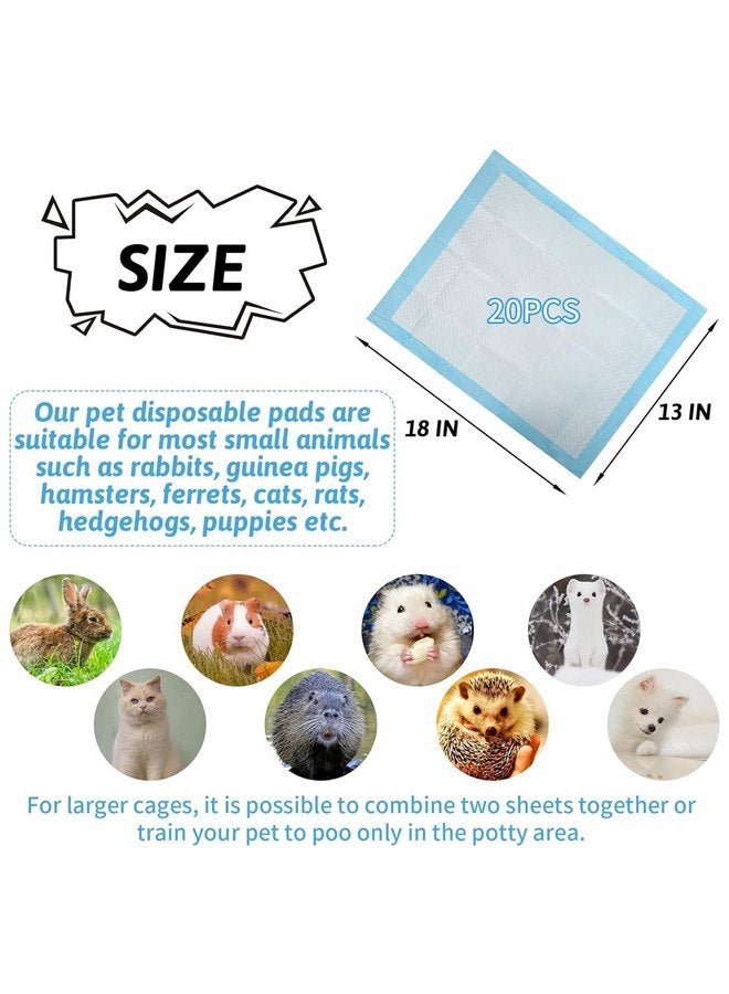 Hamiledyi Rabbit Pee Pads Disposable Cage Liners Leak-Proof Super Absorbent Pet Toilet/Potty Training Pad for Puppy Guinea Pigs Hedgehog Hamsters Chinchillas and Other Small Pets (20PCS ) - Image 2