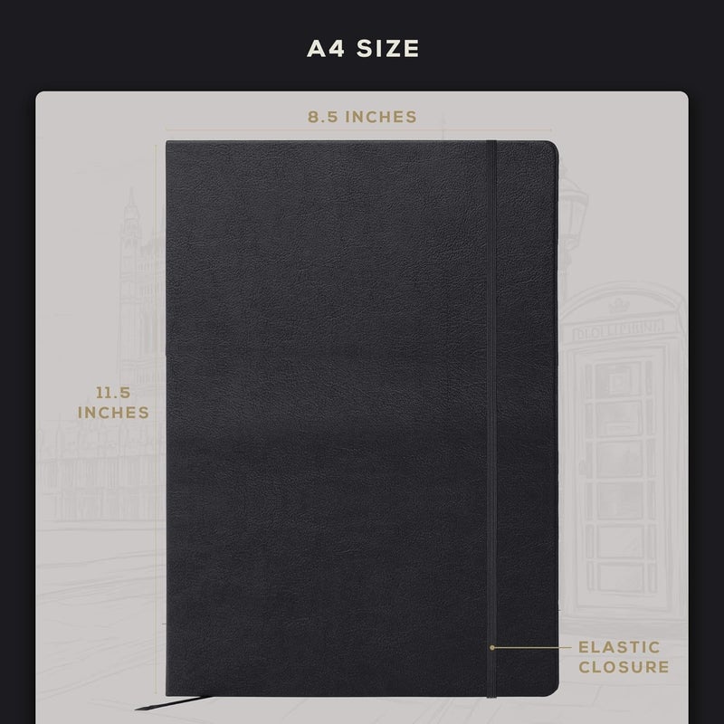 Beechmore Books Blank Sheet Music Notebook – A4 8.5x11.5 for Songwriters, Musicians & Composers, 156 Thick 120gsm Pages, 10-Staff Perforated Sheets, Vegan Leather Hardcover, Elastic Closure, Gift Box - Image 4